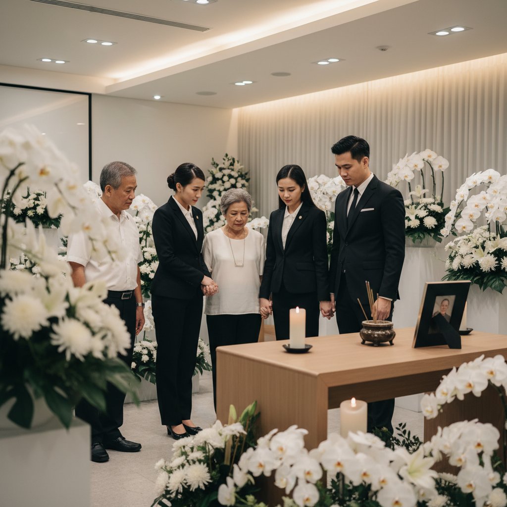 Welcoming reception area of a funeral home offering the best funeral services in Singapore
