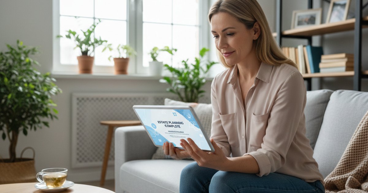 A woman viewing a digital death certificate on a tablet, illustrating the ease of digital cremation services in Singapore.