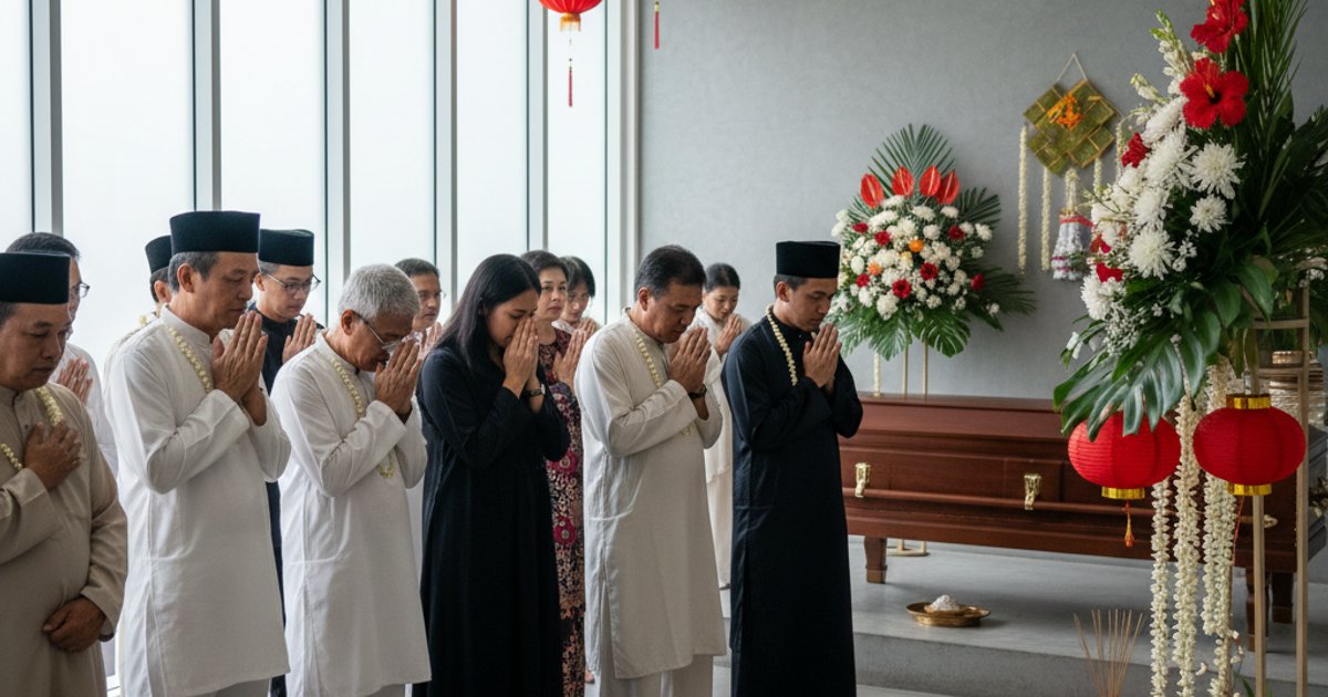 Diverse cultural funeral services in Singapore showing shared grief and respect