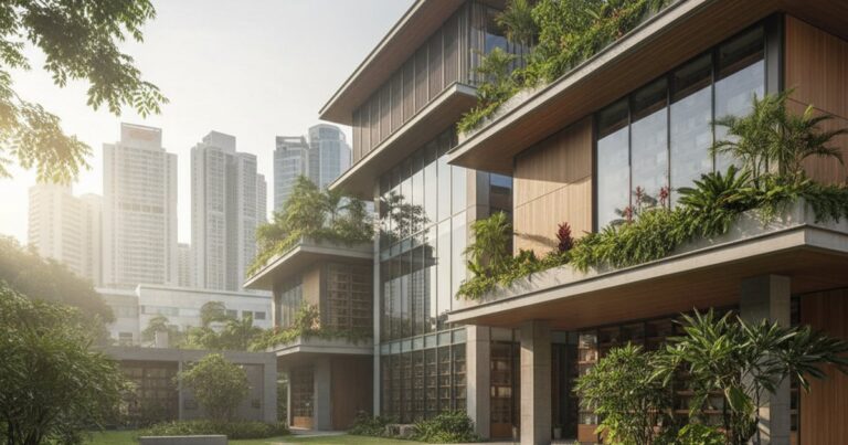 Modern multi-storey columbarium in Singapore, showing efficient land use for cremation services