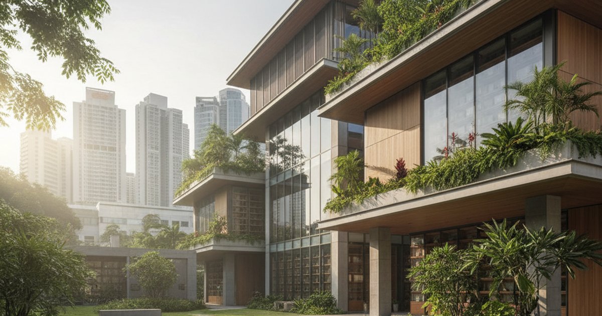 Modern multi-storey columbarium in Singapore, showing efficient land use for cremation services