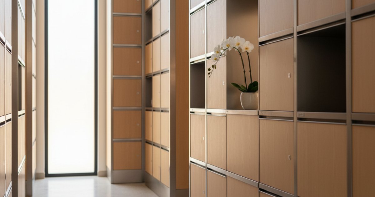 Modern columbarium interior in Singapore for cremation ashes
