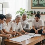A multi-generational family in Singapore discussing cremation services and end-of-life planning