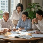Multi-generational Singaporean family discussing cremation services in Singapore