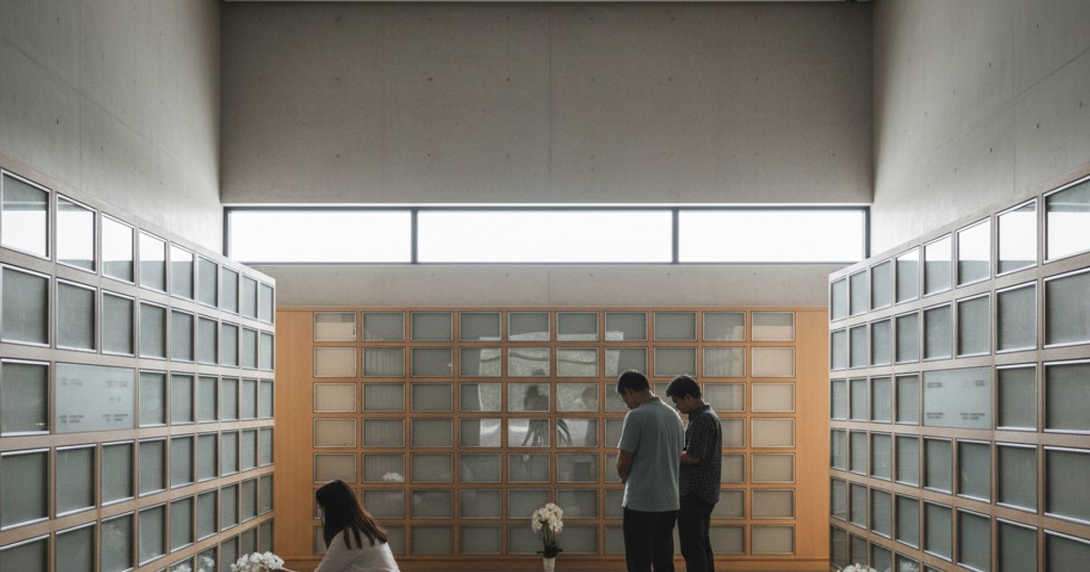 Interior of a modern columbarium in Singapore, showcasing niches for cremation ashes, symbolizing cremation services Singapore.