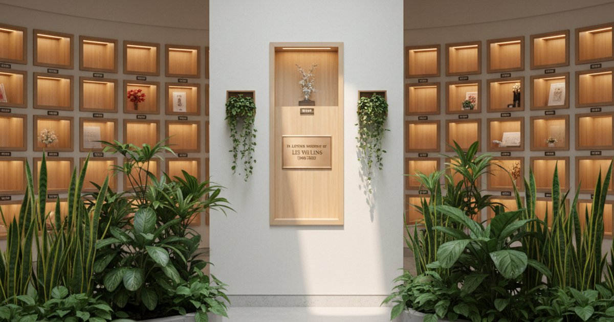 Modern columbarium interior in Singapore, representing a dignified resting place after cremation.
