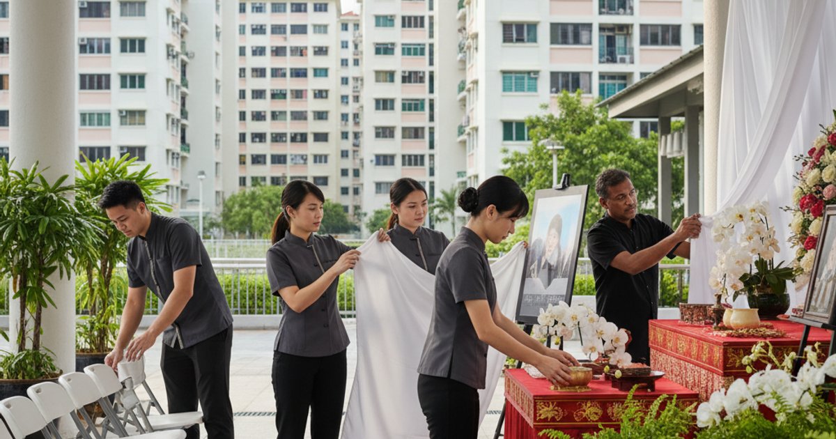 Funeral services Singapore professionals setting up a wake, demonstrating mastery of logistics and empathy.