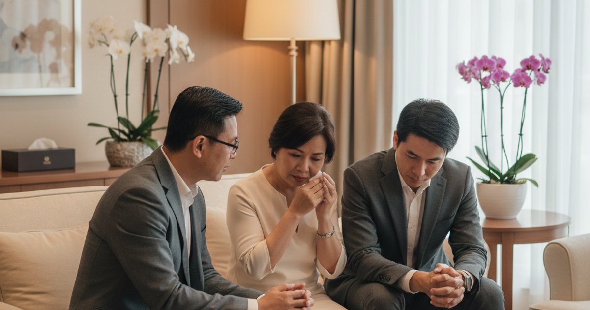 Compassionate funeral services SG director guiding a family