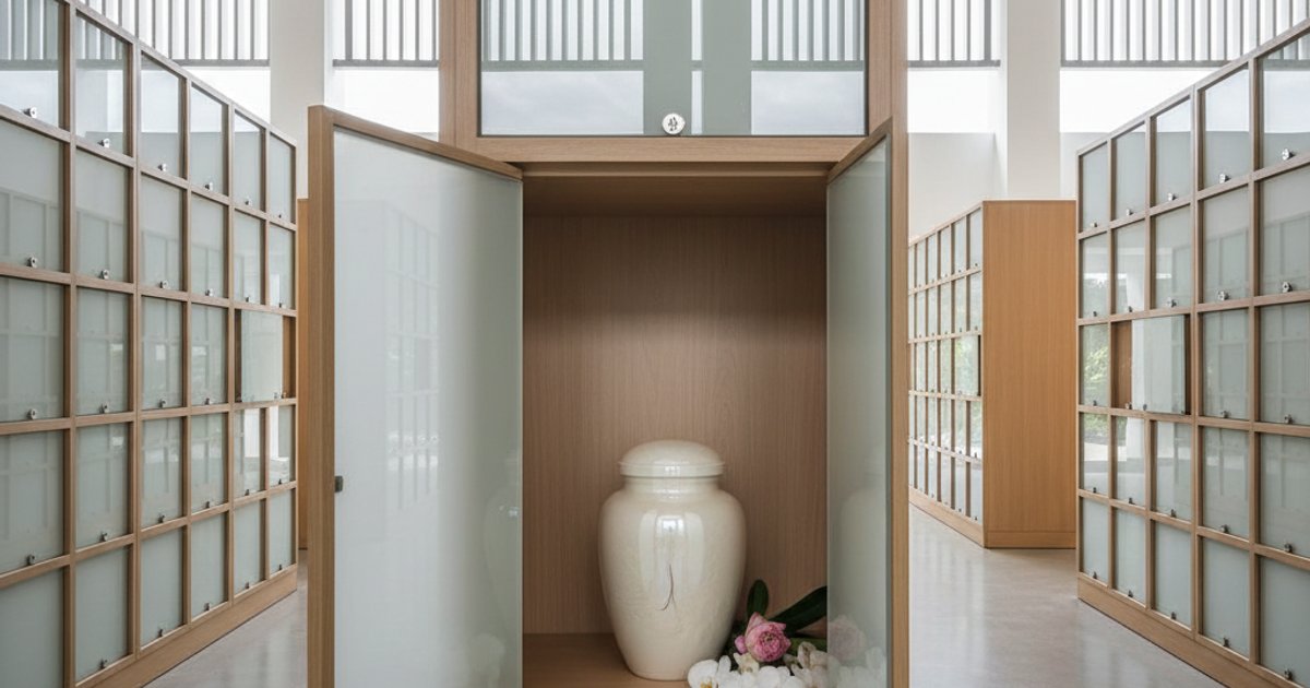 Modern columbarium in Singapore, showing options for ashes after cremation services Singapore