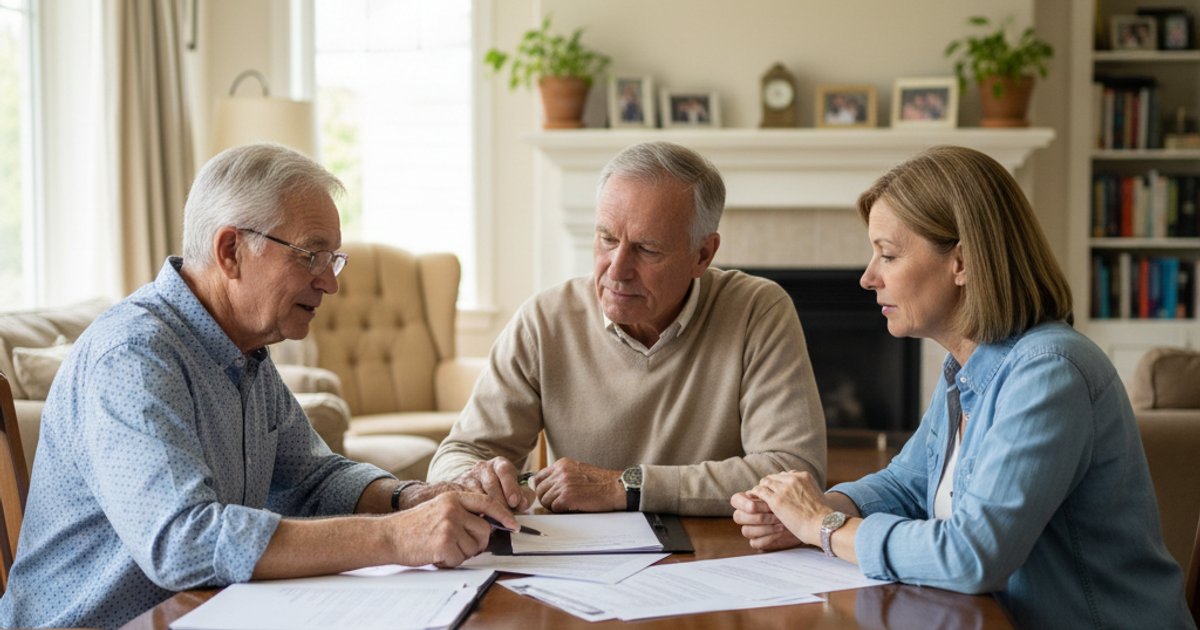 Family discussing funeral pre-planning and financial arrangements in Singapore