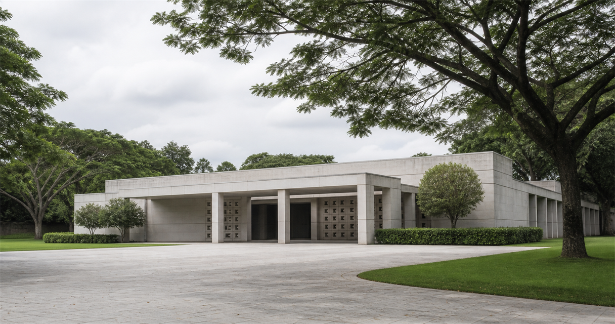 Exterior of a government columbarium building at Choa Chu Kang, Singapore